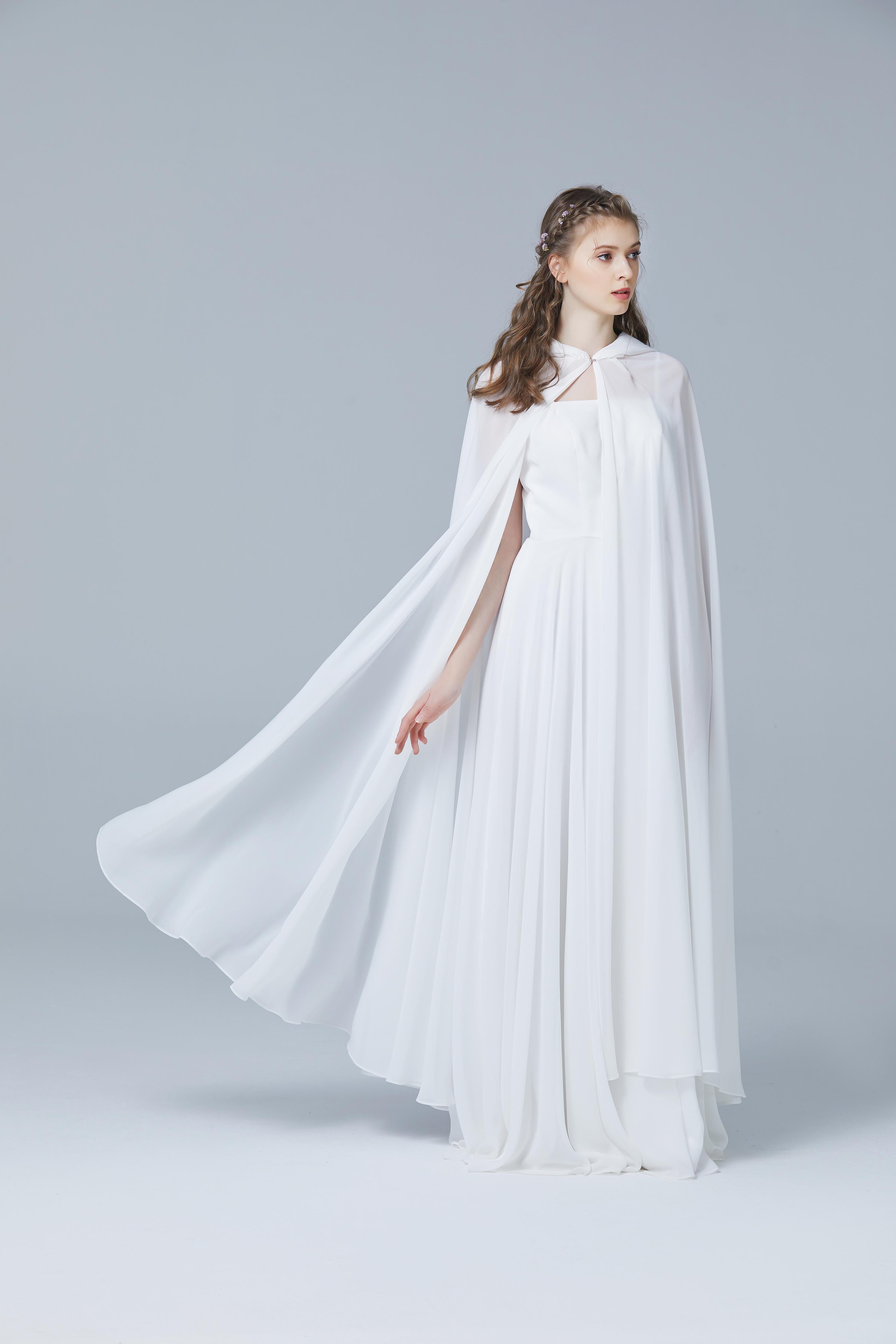 Beautelicate Chiffon-Umhang mit Kapuze, Hochzeitsumhang, Brautumhang, mittelalterlich, Renaissance, benutzerdefinierter Umhang
