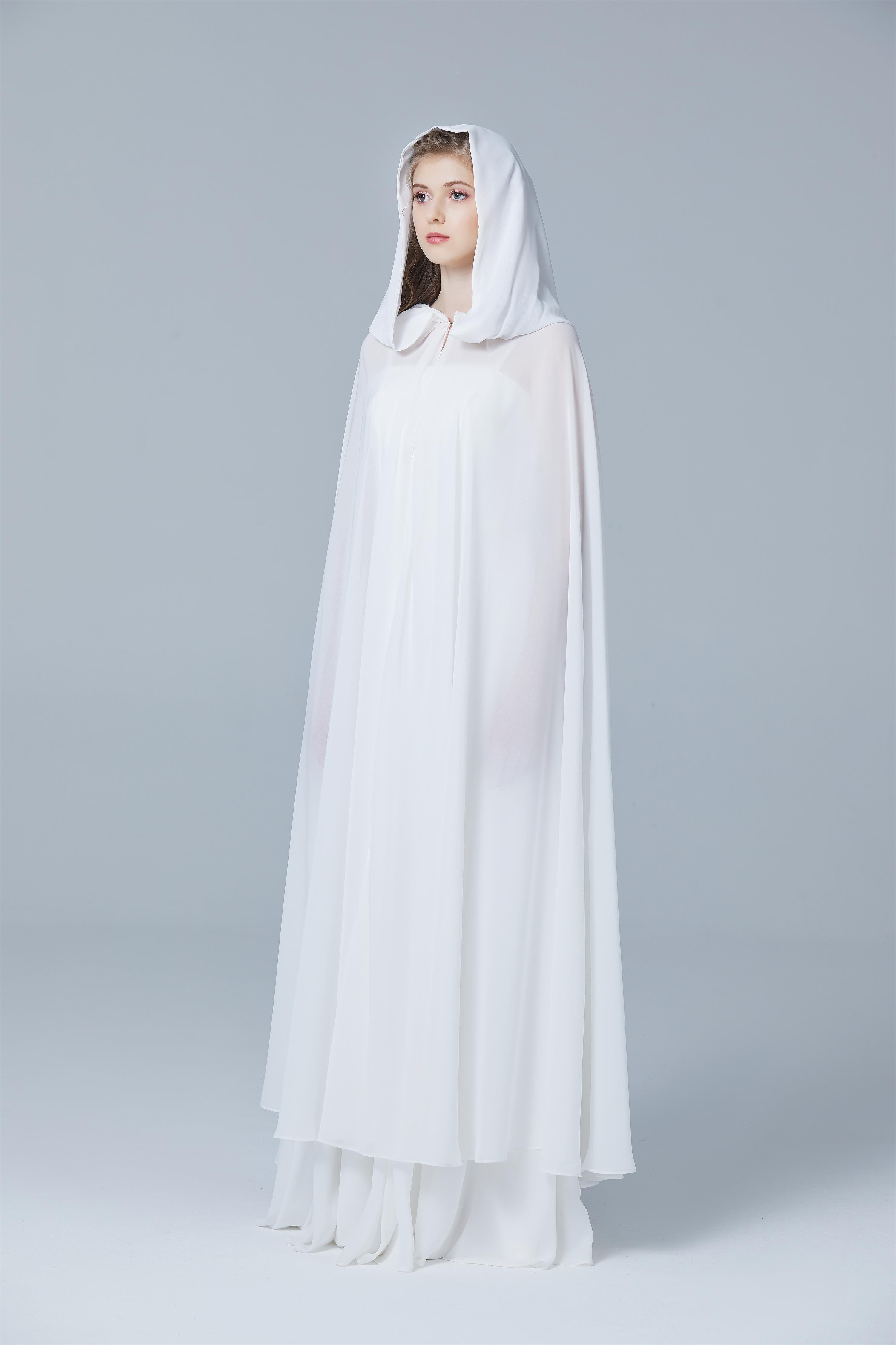 Beautelicate Chiffon-Umhang mit Kapuze, Hochzeitsumhang, Brautumhang, mittelalterlich, Renaissance, benutzerdefinierter Umhang