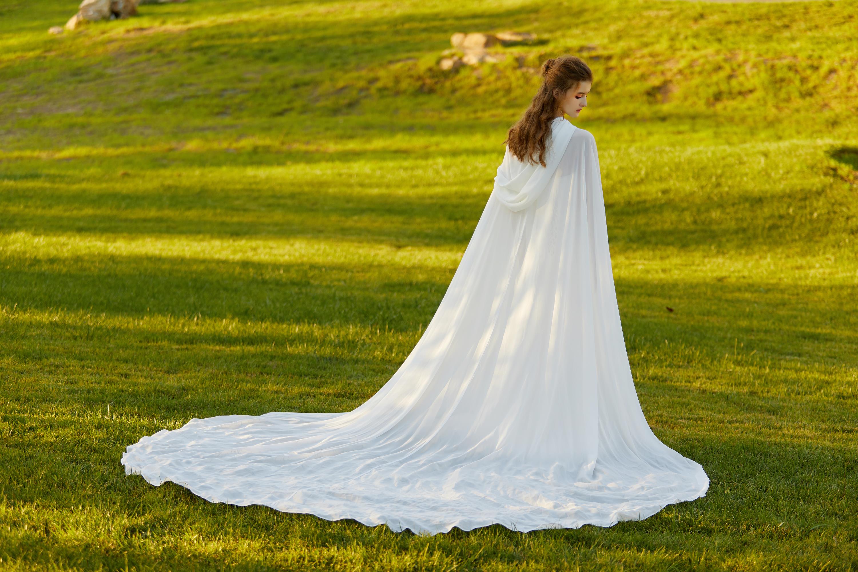 Beautelicate Chiffon-Umhang mit Kapuze, Hochzeitsumhang, Brautumhang, mittelalterlich, Renaissance, benutzerdefinierter Umhang
