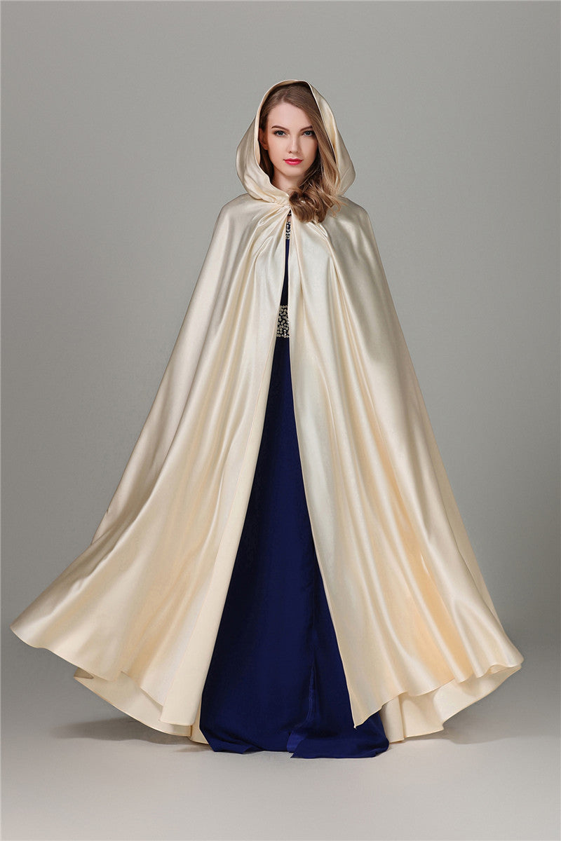 BEAUTELICATE Damen-Hochzeitsumhang mit Kapuze, Brautumhang, Poncho, volle Länge (mehr Farben)