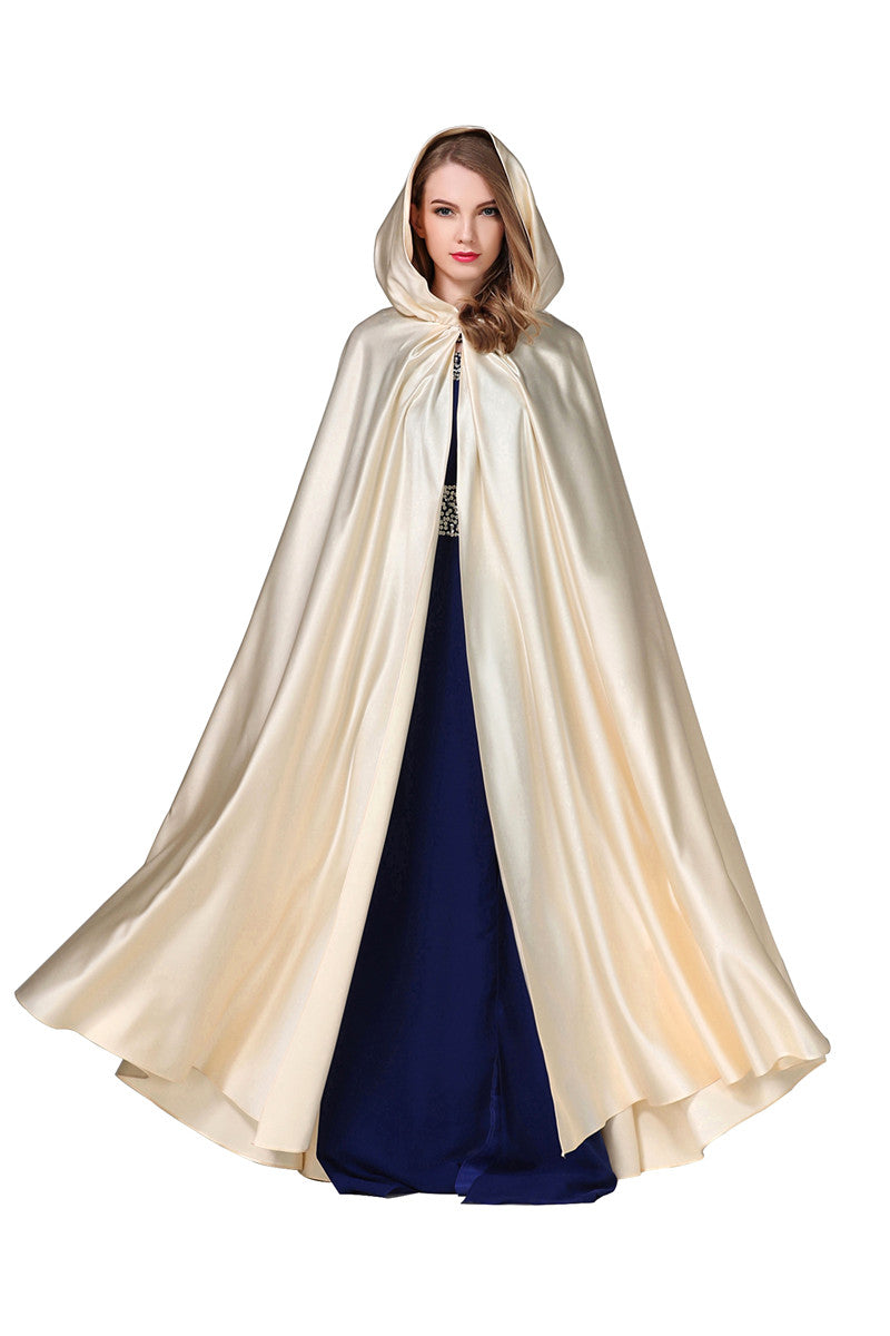 BEAUTELICATE Damen-Hochzeitsumhang mit Kapuze, Brautumhang, Poncho, volle Länge (mehr Farben)