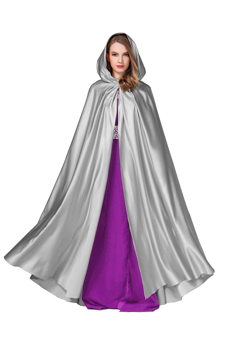 BEAUTELICATE Damen-Hochzeitsumhang mit Kapuze, Brautumhang, Poncho, volle Länge (mehr Farben)