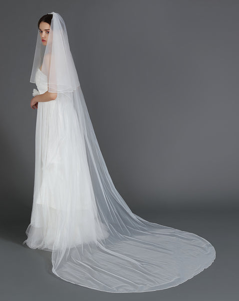 Wedding Bridal Veil with Comb 2 Tier Pencil Edge Long Cathedral Length –  BEAUTELICATE