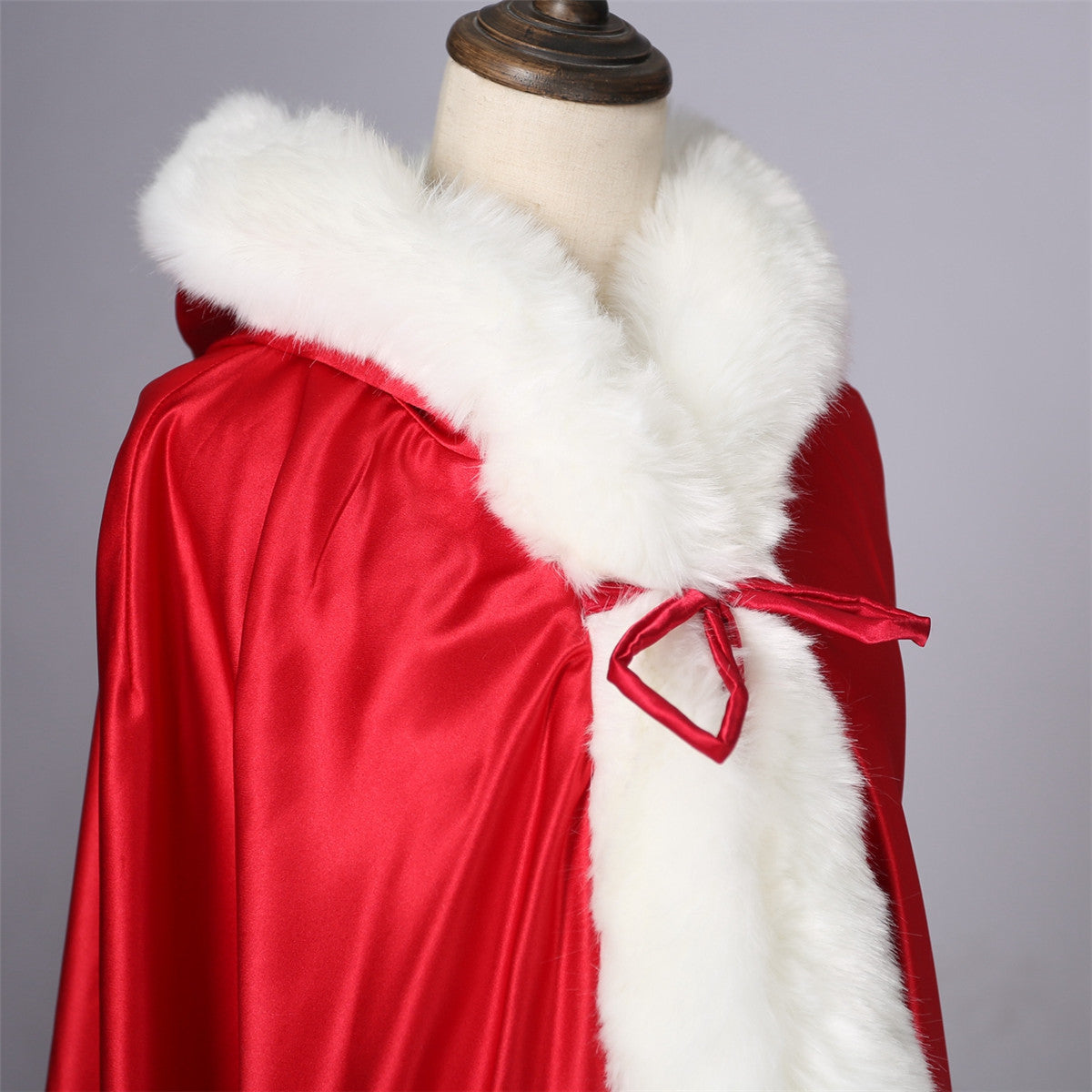 Wedding Cape Hooded Cloak for Bride Winter Reversible with Fur Trim Free Hand Muff Full Length 50 55 inches (19 Colors)