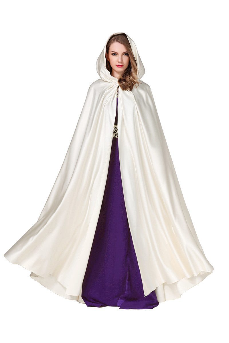 BEAUTELICATE Damen-Hochzeitsumhang mit Kapuze, Brautumhang, Poncho, volle Länge (mehr Farben)