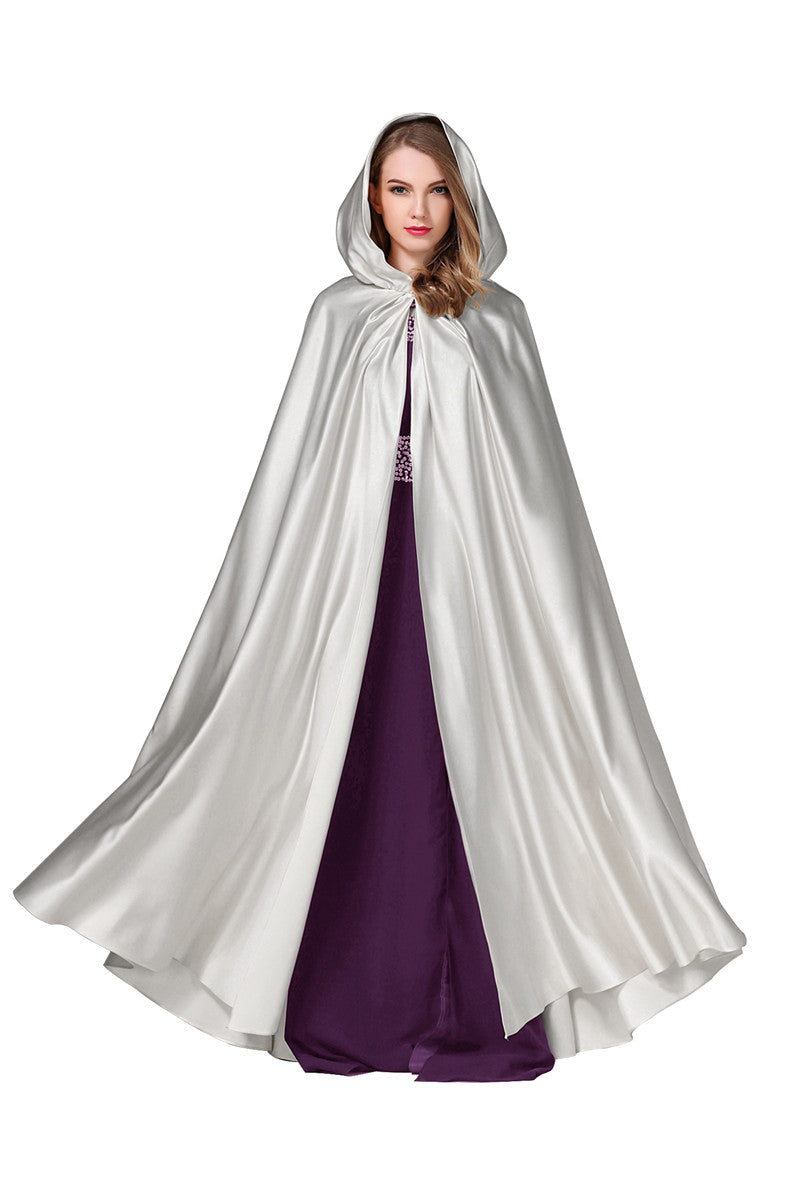 BEAUTELICATE Damen-Hochzeitsumhang mit Kapuze, Brautumhang, Poncho, volle Länge (mehr Farben)