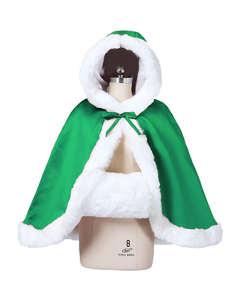 Hochzeitsumhang mit Kapuze für die Braut, Winter, wendbar, mit Pelzbesatz, kostenloser Handmuff, hüftlang, 18 Farben von BEAUTELICATE