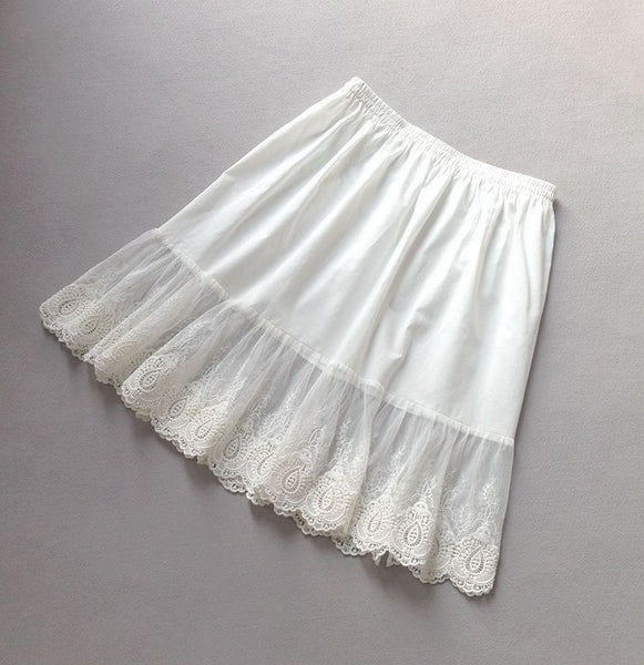 BEAUTELICATE Skirt Extender Half Slip with Lace Trim 100 Cotton Vinta