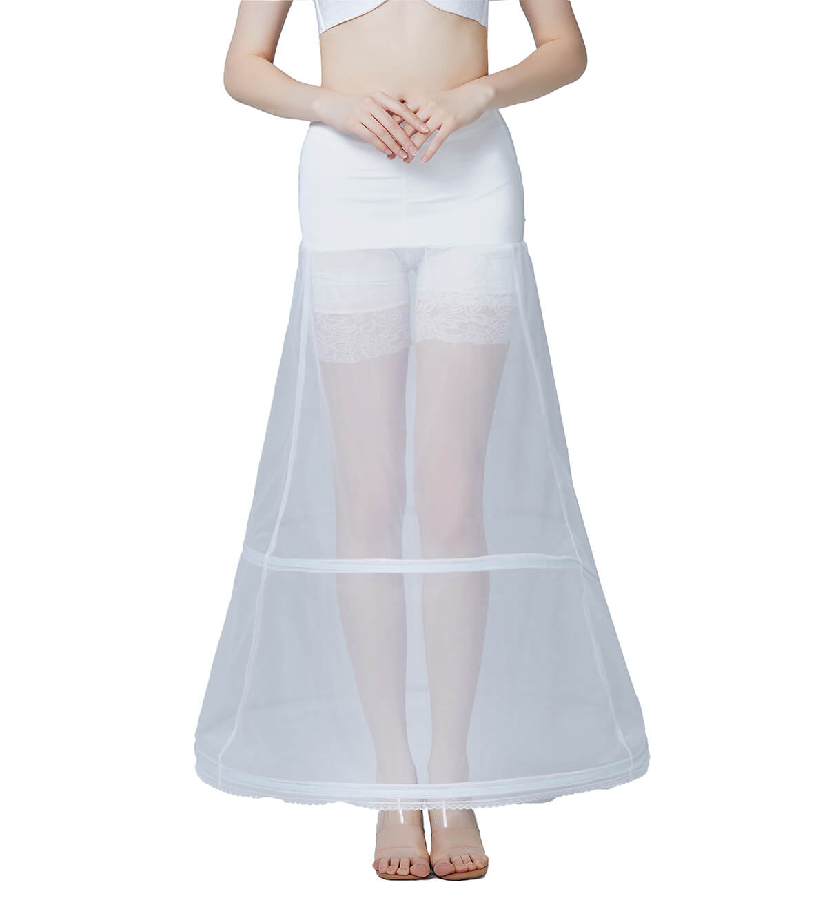 Wedding-Bridal-Petticoat-A-Line-2-Hoops-Underskirt-Slip-For-Women-Long-Dress-Gown-White