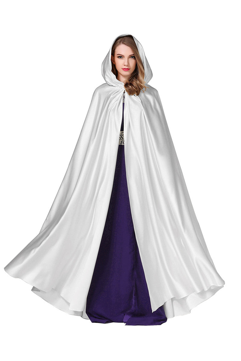 BEAUTELICATE Damen-Hochzeitsumhang mit Kapuze, Brautumhang, Poncho, volle Länge (mehr Farben)
