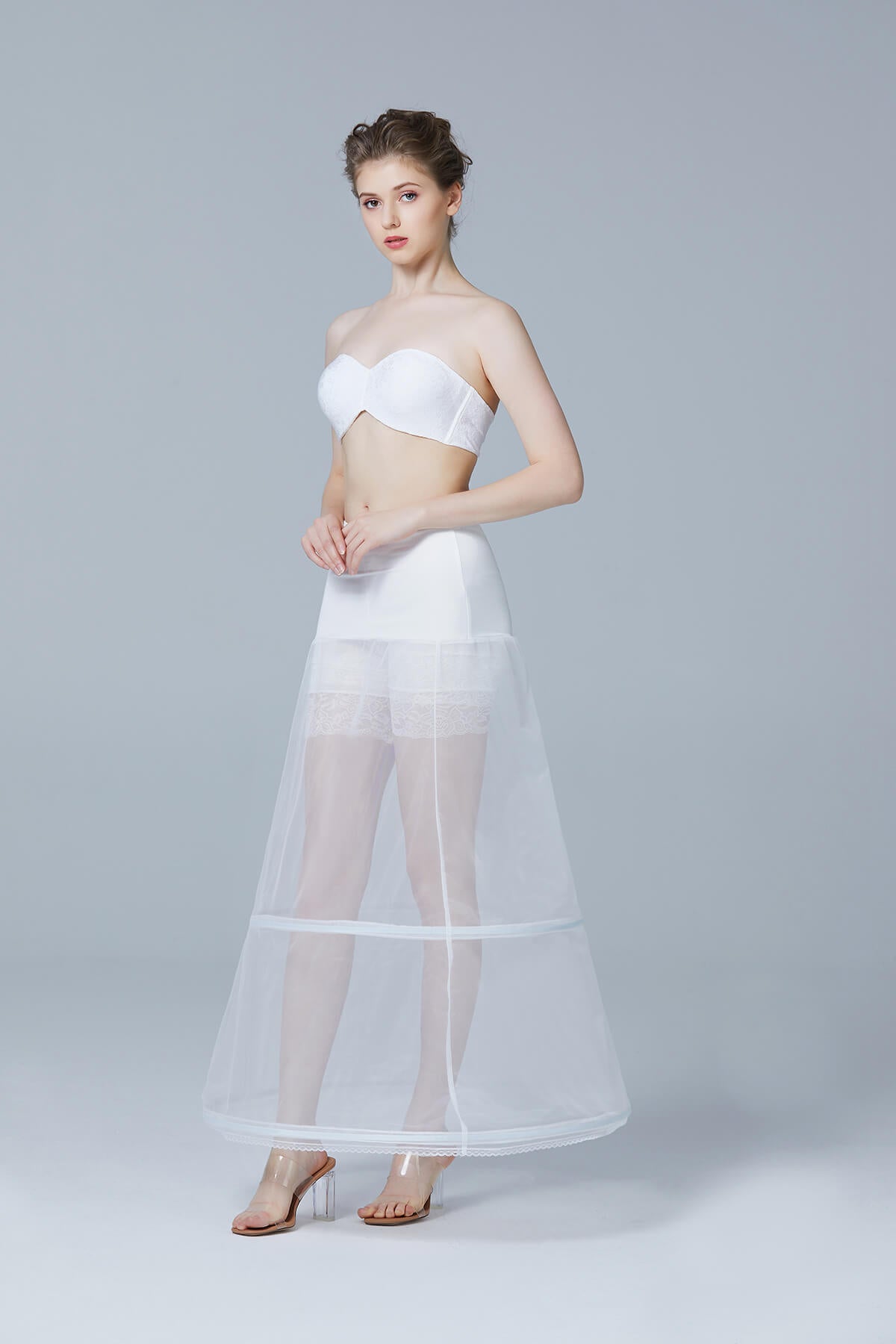 Wedding-Bridal-Petticoat-A-Line-2-Hoops-Underskirt-Slip-For-Women-Long-Dress-Gown-White