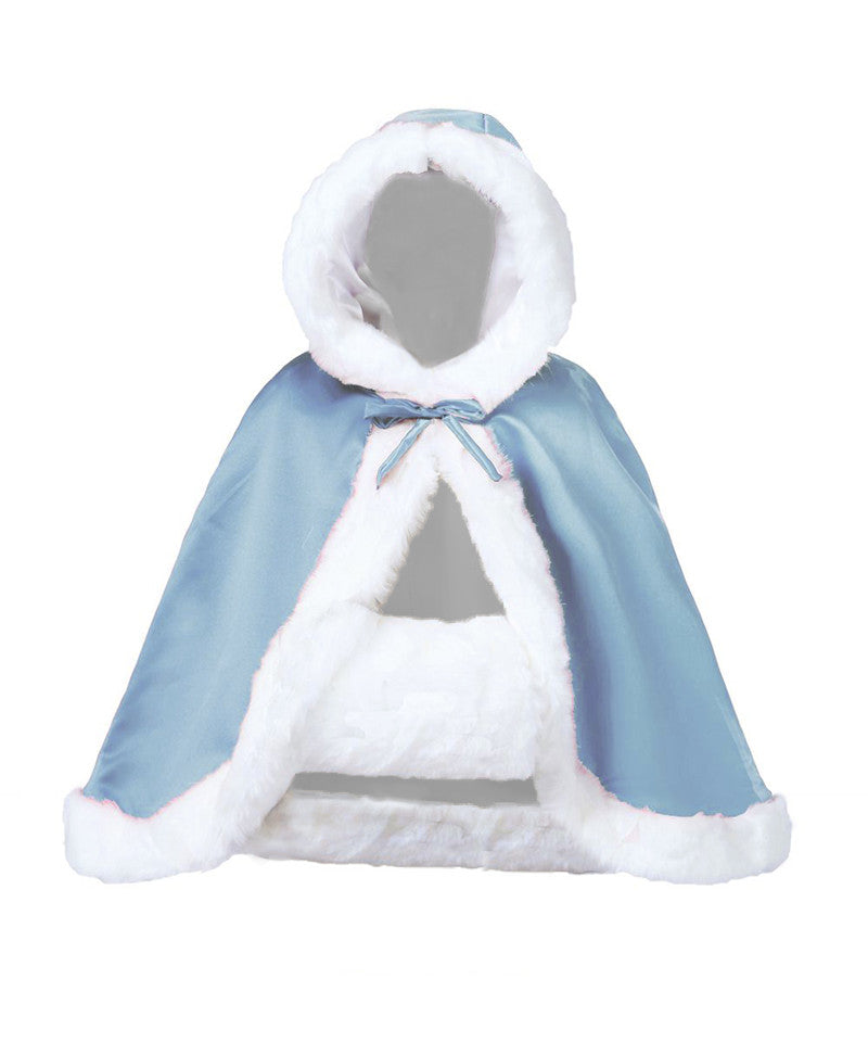 Hochzeitsumhang mit Kapuze für die Braut, Winter, wendbar, mit Pelzbesatz, kostenloser Handmuff, hüftlang, 18 Farben von BEAUTELICATE