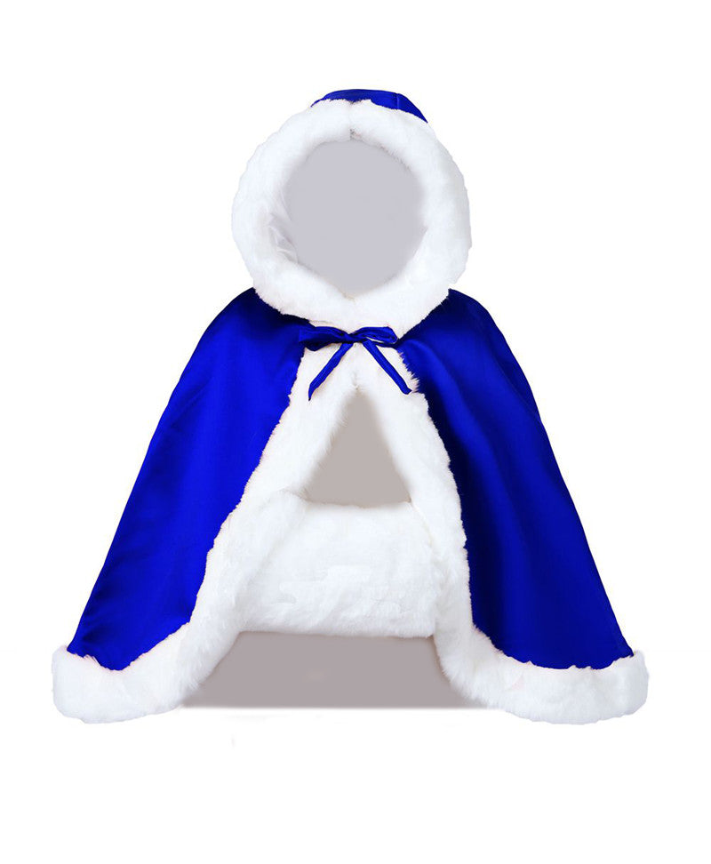 Hochzeitsumhang mit Kapuze für die Braut, Winter, wendbar, mit Pelzbesatz, kostenloser Handmuff, hüftlang, 18 Farben von BEAUTELICATE
