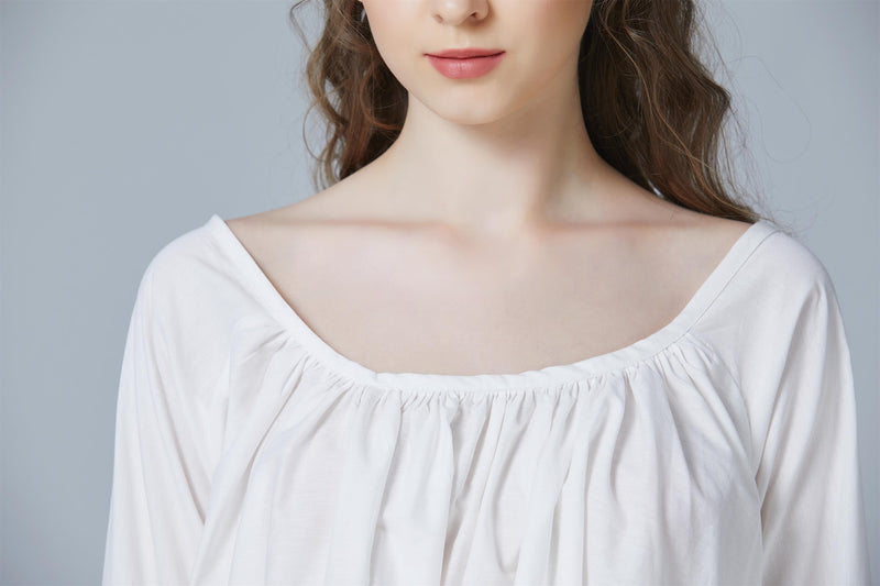 BEAUTELICATE Damen-Nachthemd im viktorianischen Stil aus Baumwolle, kurzes Nachthemd, übergroßes A-Linien-Babydoll-Kleid, Pyjama