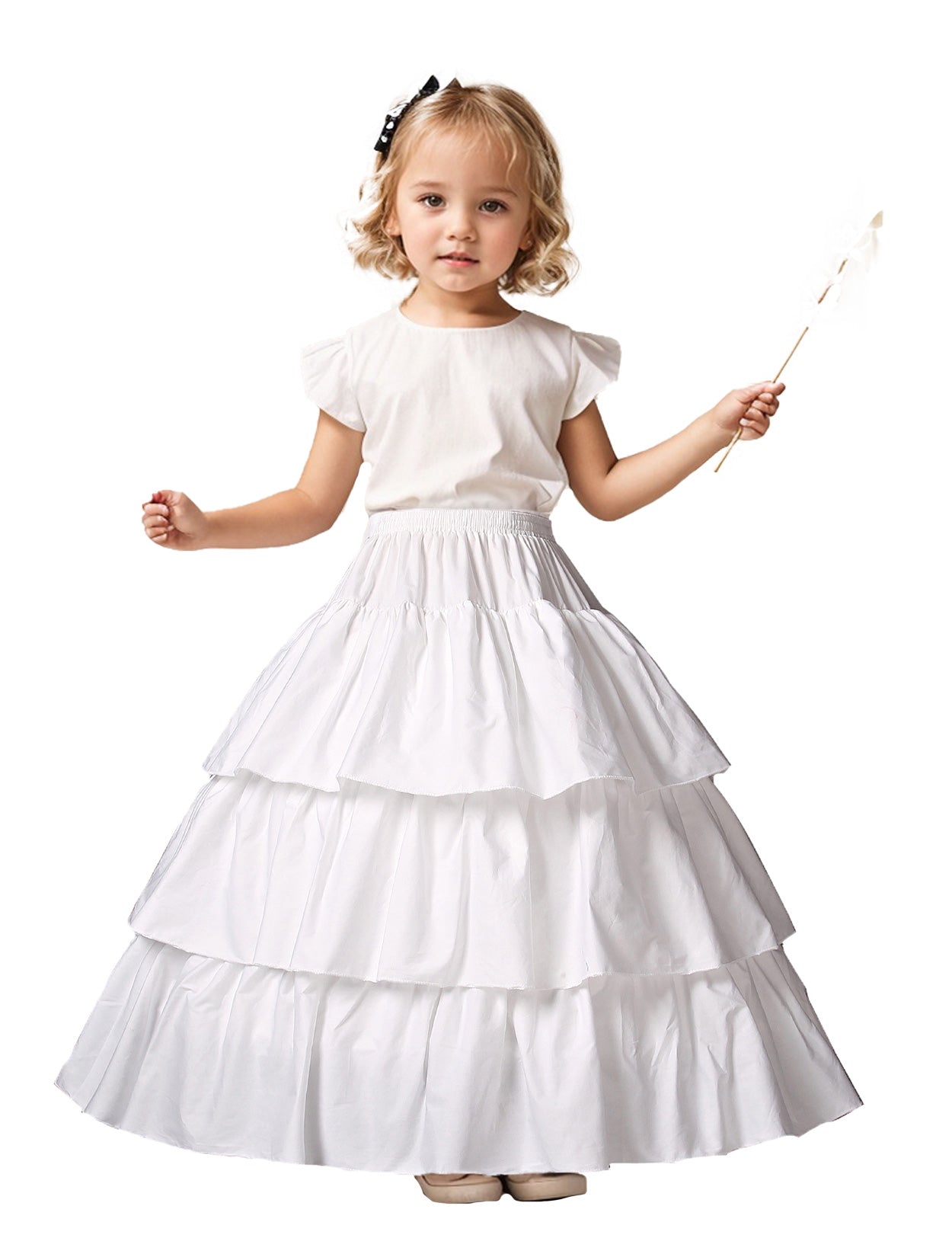 Girls 100% Cotton Lace Hoop Petticoat - Light Ivory