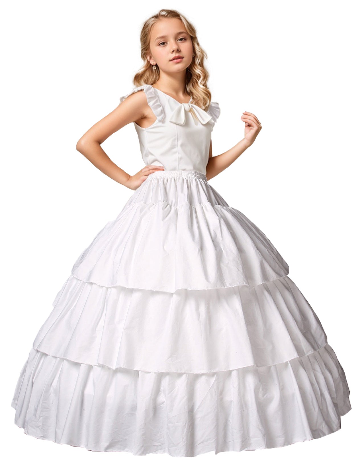 Girls 100% Cotton Lace Hoop Petticoat - Light Ivory