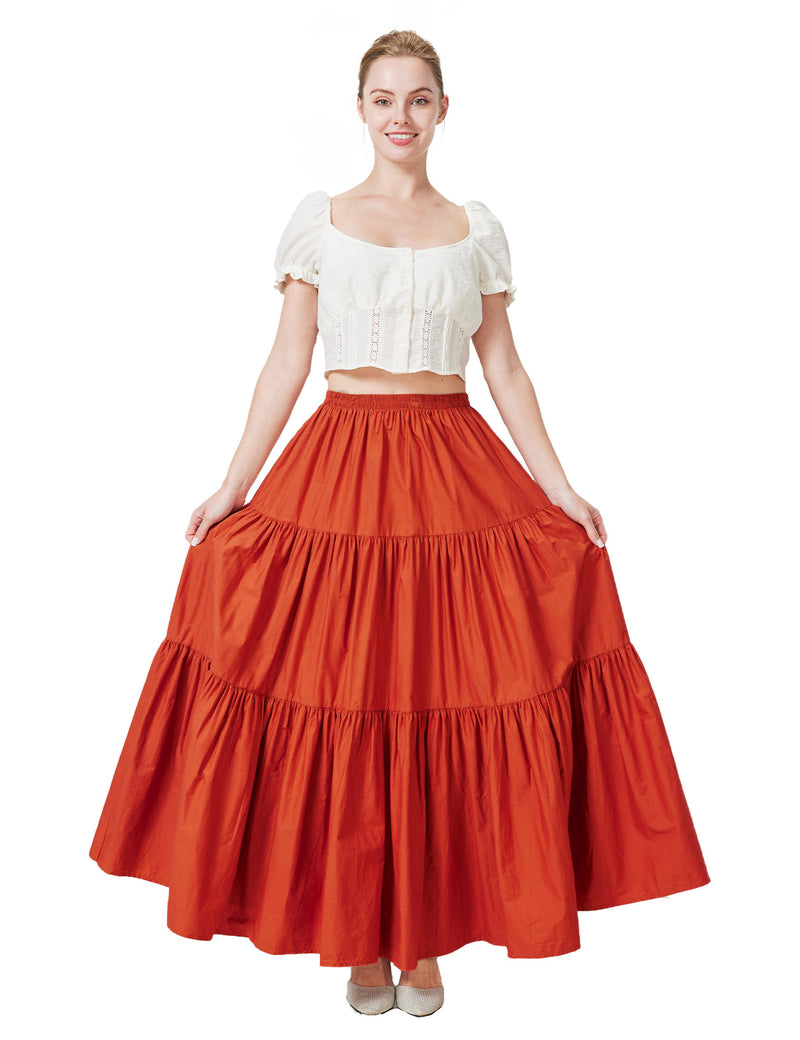 Beautelicate 100% Cotton Tiered Maxi Skirt