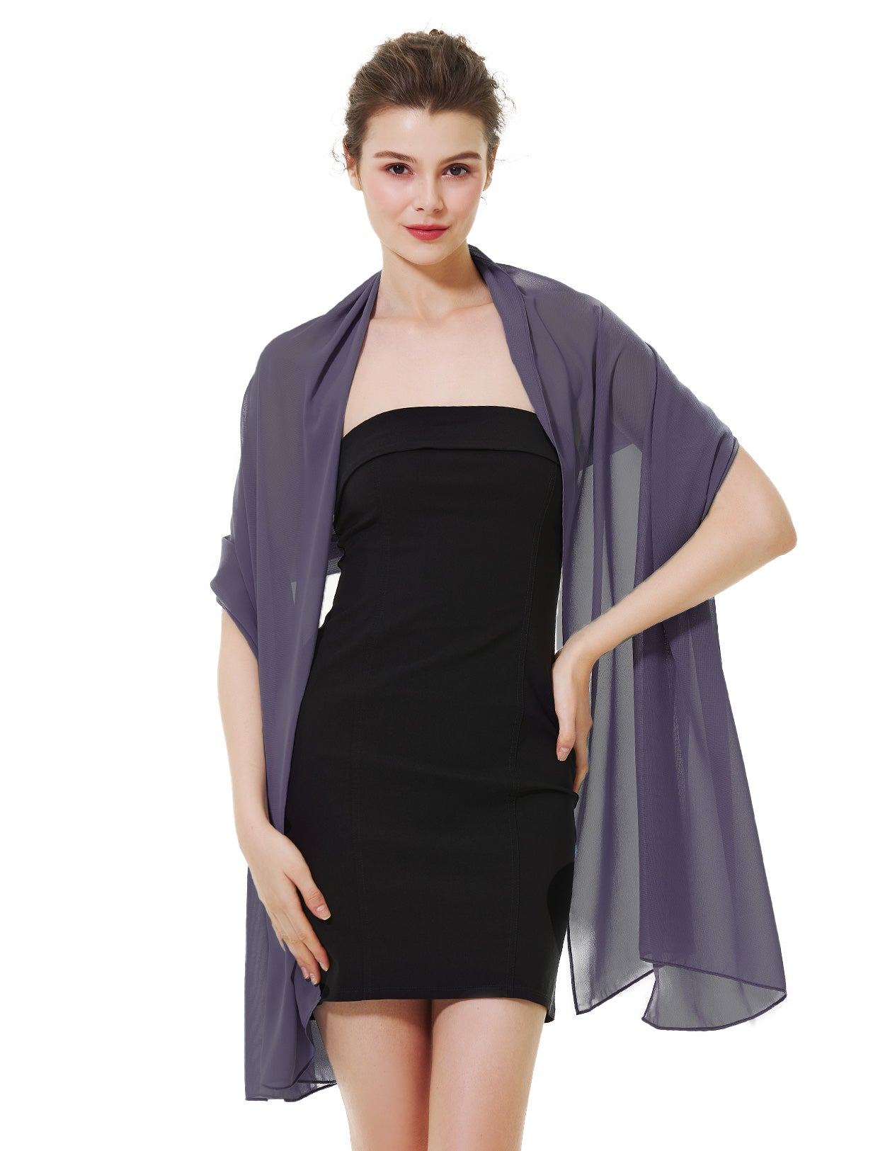BEAUTELIATE Soft Chiffon Scarfs Shawls and Wraps for Evening Dresses Purple Wedding