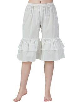 100% Cotton Ruffled Culottes Pants for Women Bloomers Shorts Pantaloons