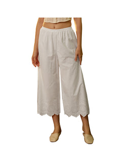 Cotton Pettipants Culotte Slip Cropped Pants with Lace Edge