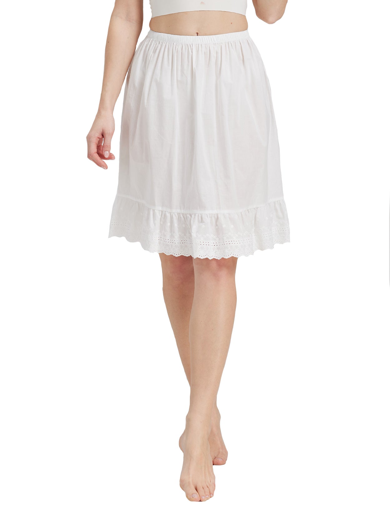 Ivory Vintage Cotton Half Slip with Lace Trim