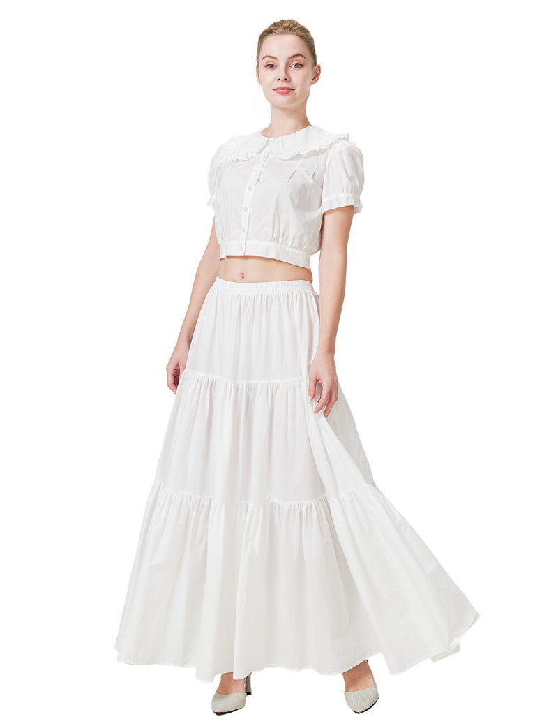 Beautelicate 100% Cotton Tiered Maxi Skirt