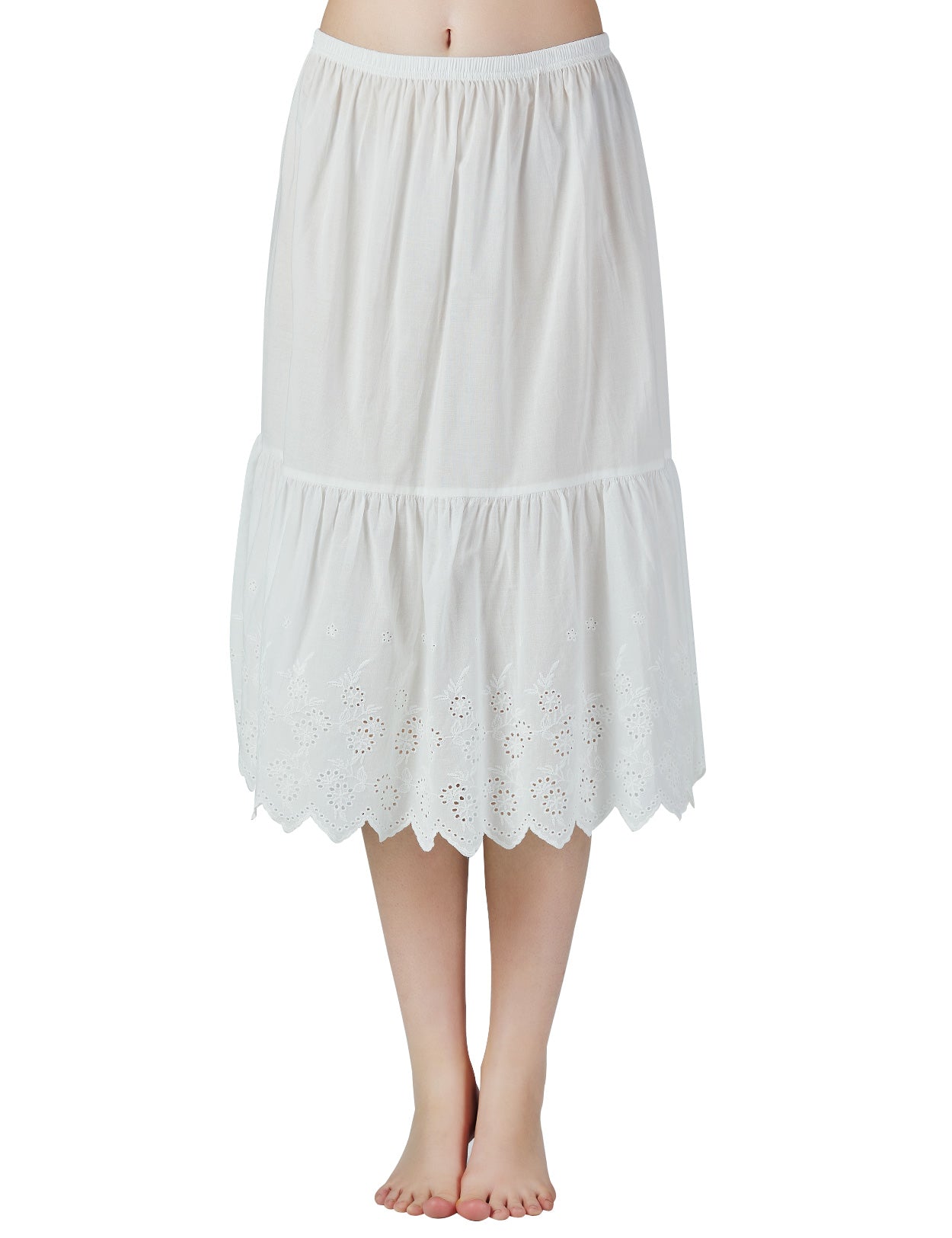 Vintage 100% Cotton Lace-Embroidered Half Slip Extender