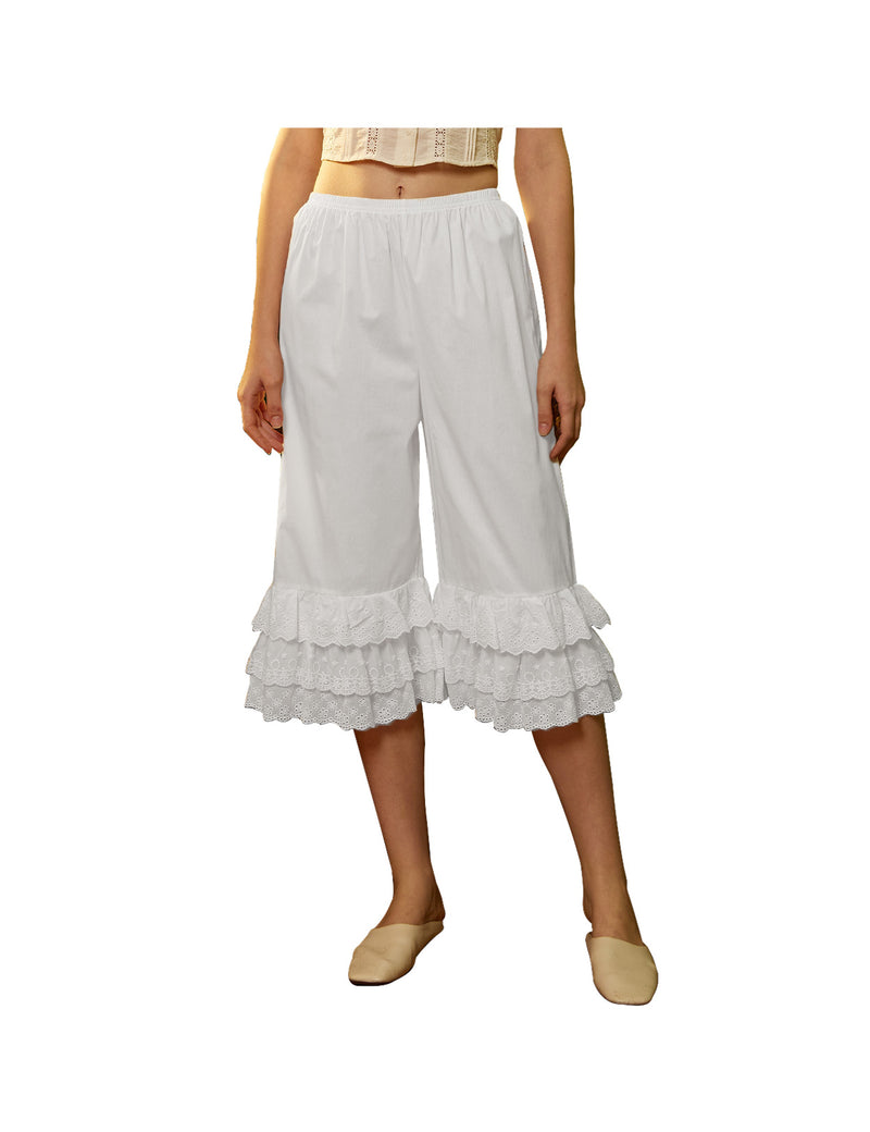 Women’s Cotton Bloomer Renaissance Victorian Pantaloons Costume Pettipants with Lace Edge Pants-01