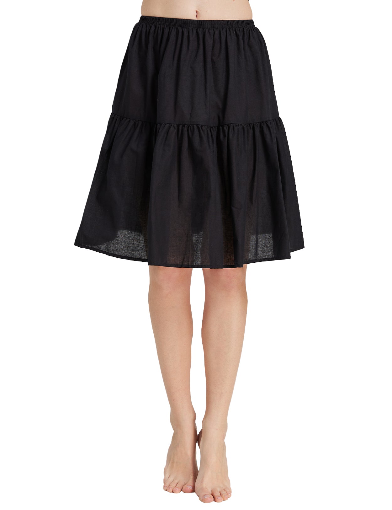 Black Elegant Vintage Cotton Tea Skirt Extender
