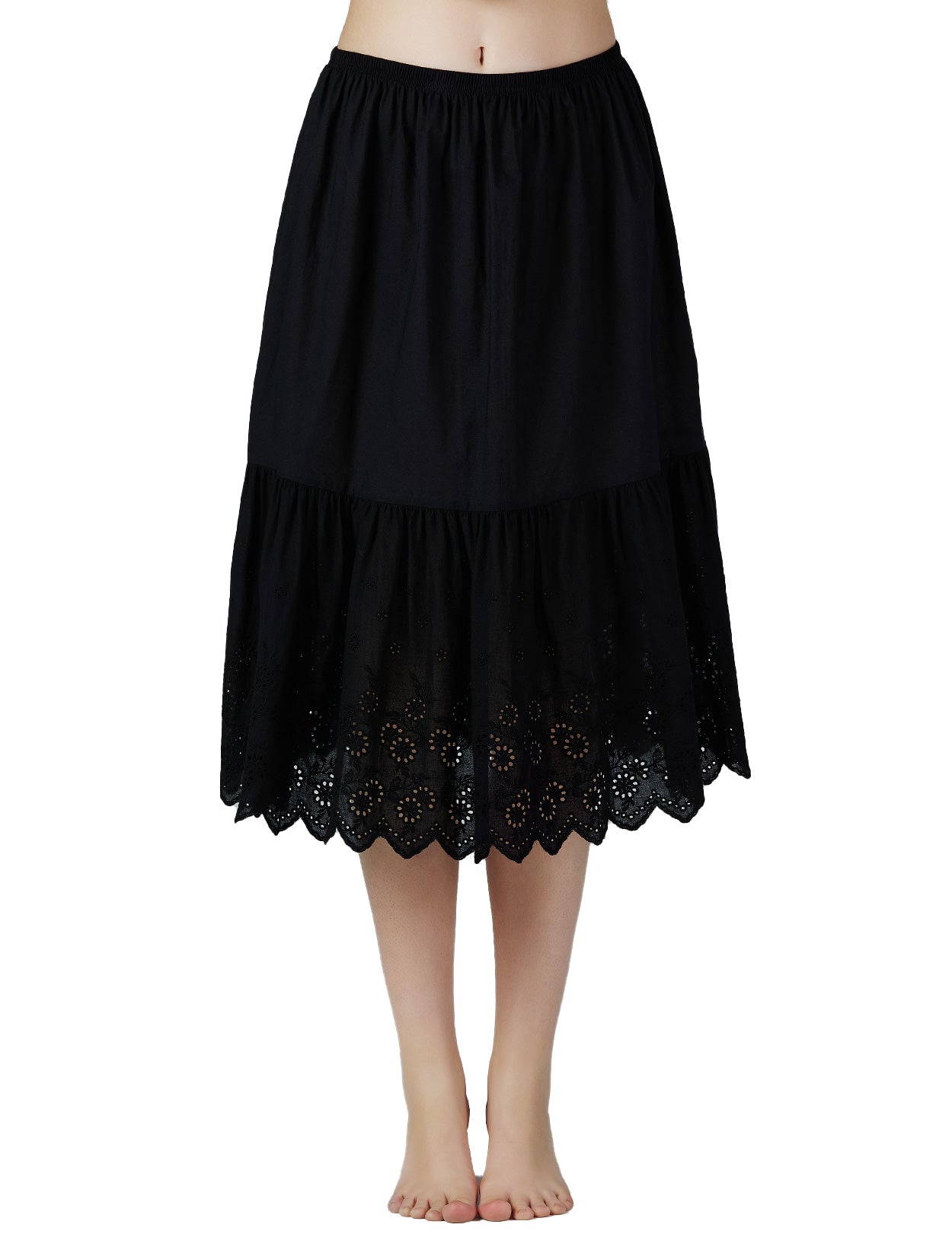 Black Modesty Slip: Cotton Lace Underskirt Extender
