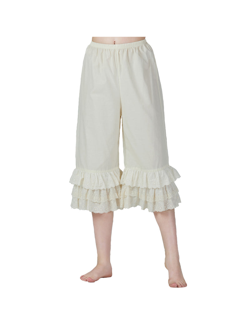 Women’s Cotton Bloomer Renaissance Victorian Pantaloons Costume Pettipants with Lace Edge Pants-01