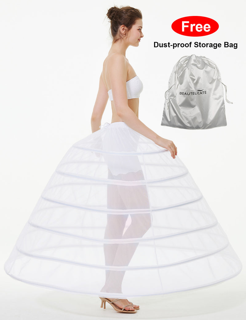 BEAUTELICATE Hoop Petticoat Full A-line Floor-length Bridal Hoop Skirt Gown Crinolina