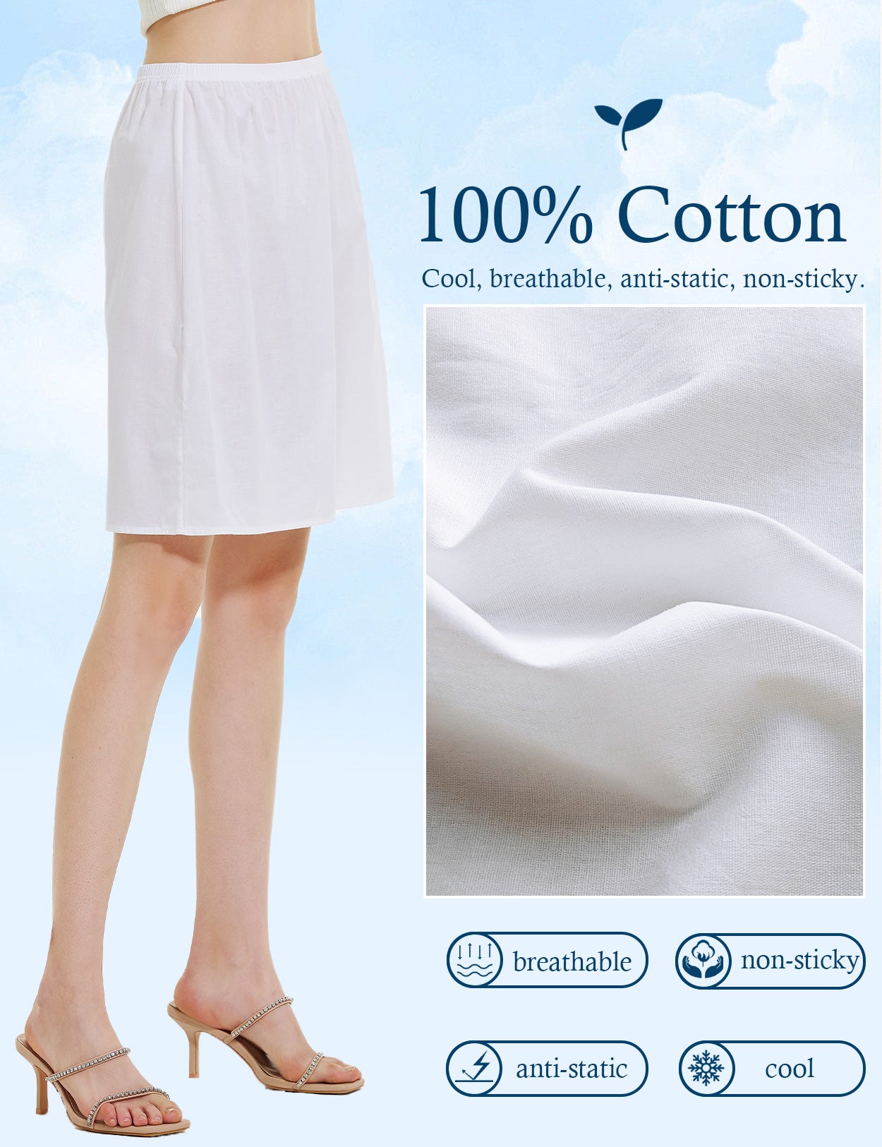 Women's Vintage Half Slip - 100% Cotton, 3 Lengths