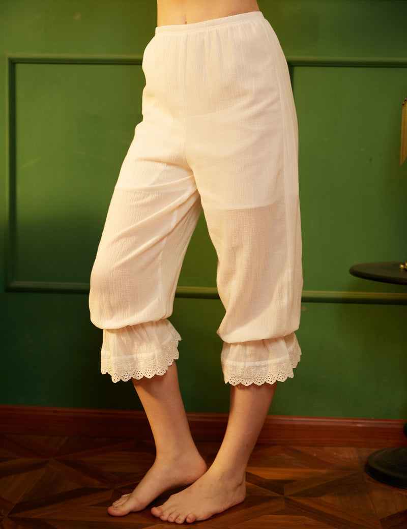 Women’s Cotton Bloomer Victorian Pantaloons Pettipants with Lace Edge