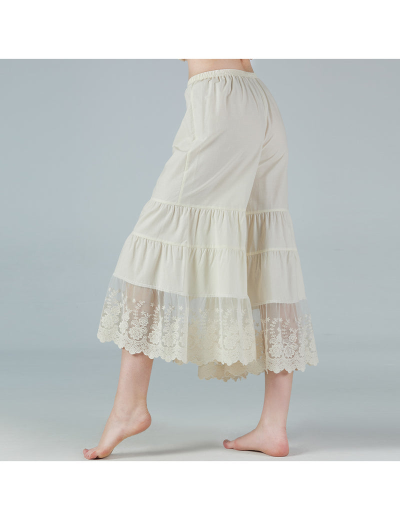 Cotton Pettipants Culotte Slip Cropped Pants Lace Bloomers