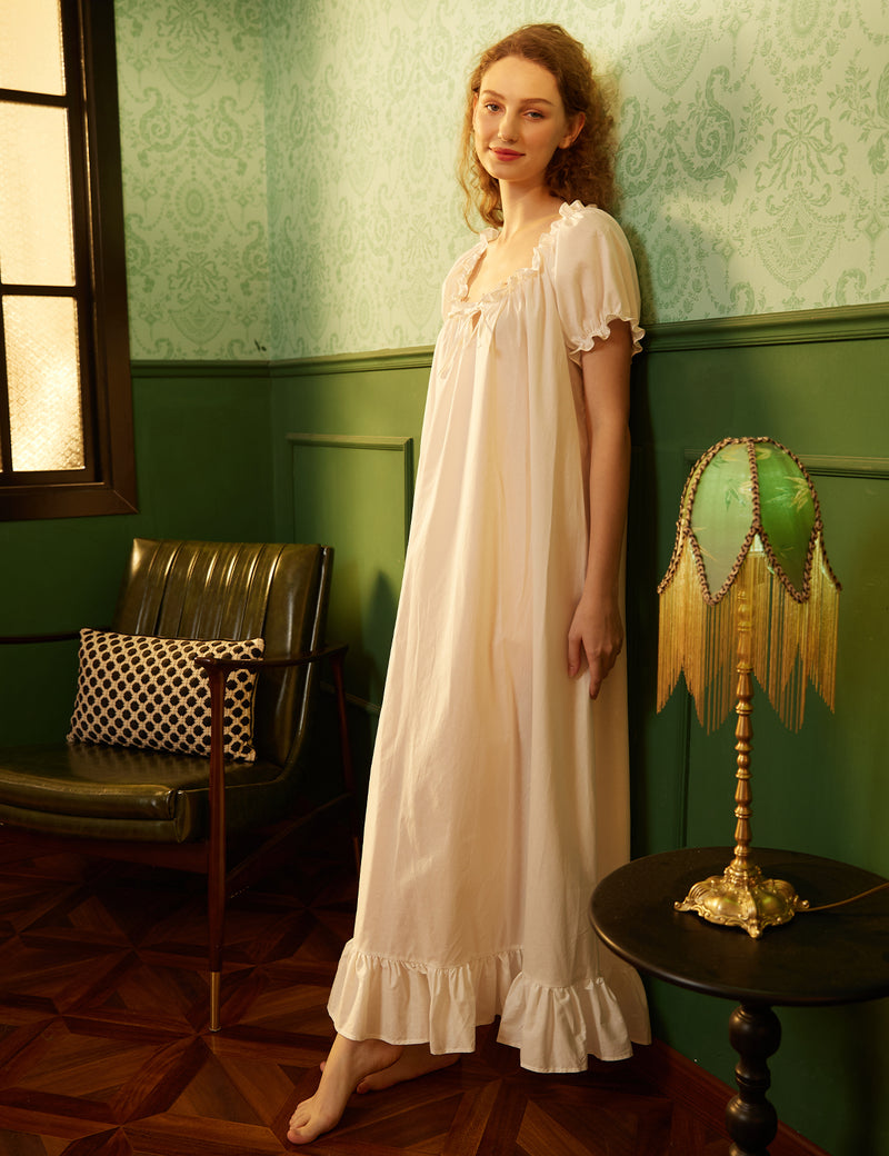 BEAUTELICATE Women Victorian Nightgown Cotton Sleepwear Maternity Nightie Long Oversize