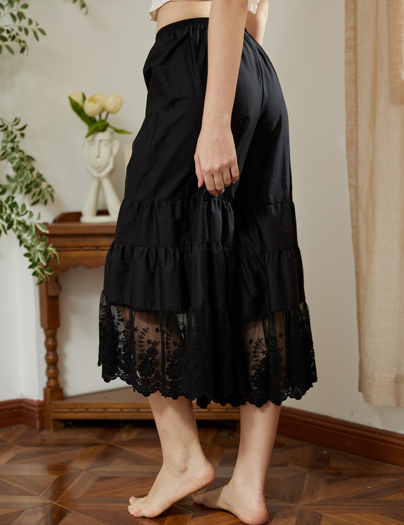 Cotton Pettipants Culotte Slip Cropped Pants Lace Bloomers