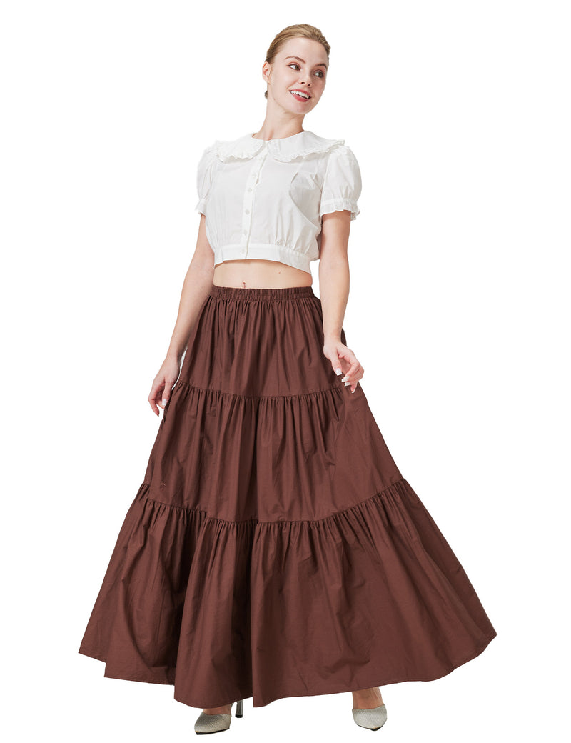 Beautelicate 100% Cotton Tiered Maxi Skirt