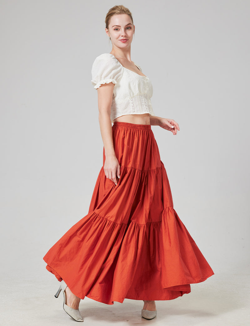 Beautelicate 100% Cotton Tiered Maxi Skirt