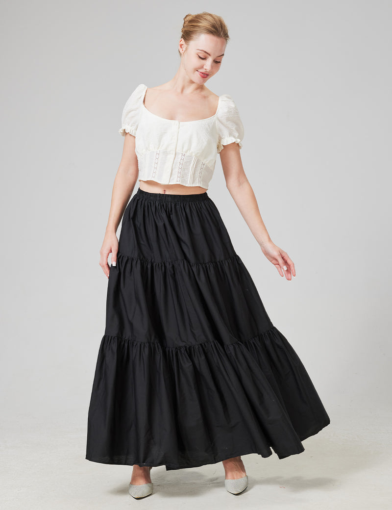 Beautelicate 100% Cotton Tiered Maxi Skirt