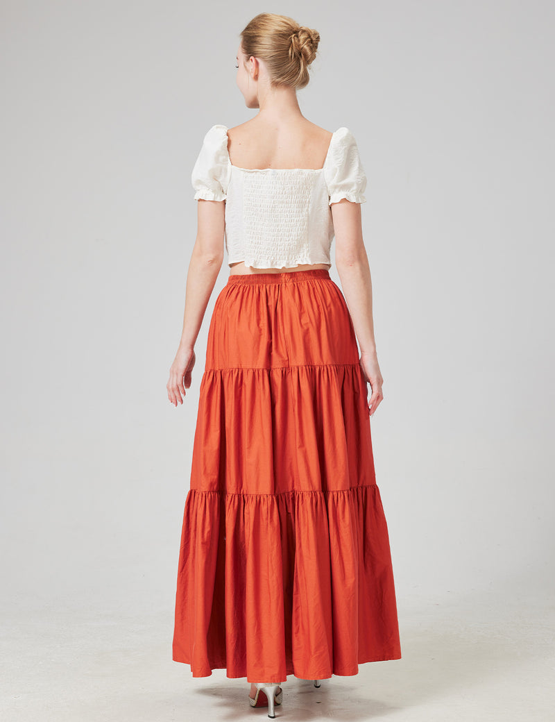 Beautelicate 100% Cotton Tiered Maxi Skirt
