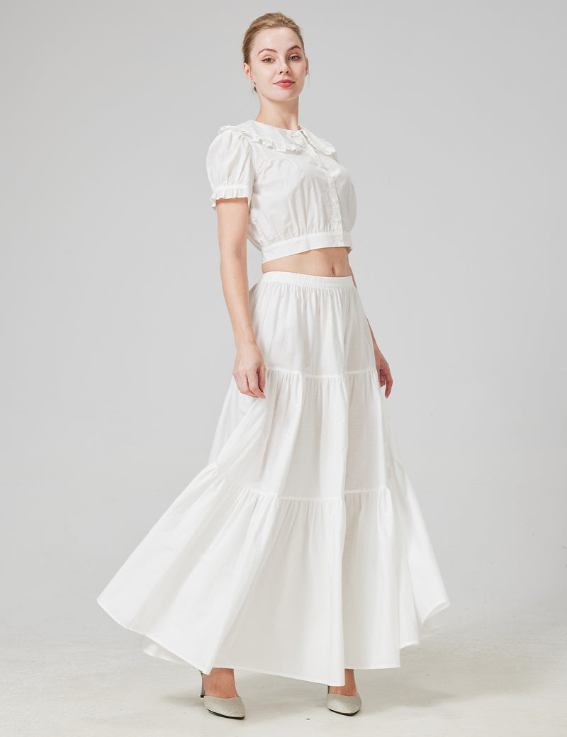 Beautelicate 100% Cotton Tiered Maxi Skirt