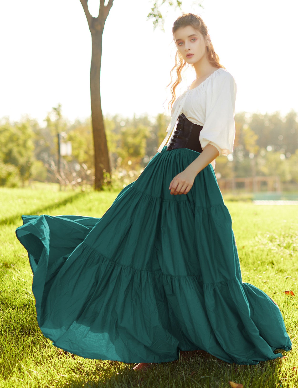 Beautelicate 100% Cotton Tiered Maxi Skirt