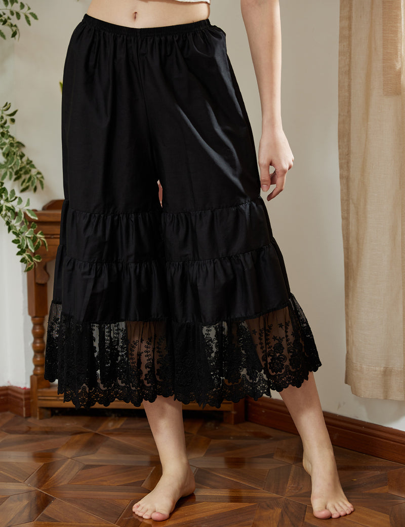 Cotton Pettipants Culotte Slip Cropped Pants Lace Bloomers