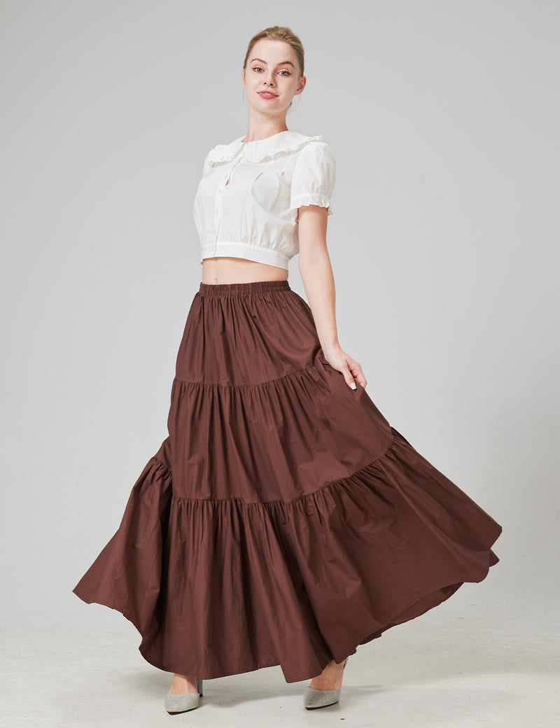 Beautelicate 100% Cotton Tiered Maxi Skirt