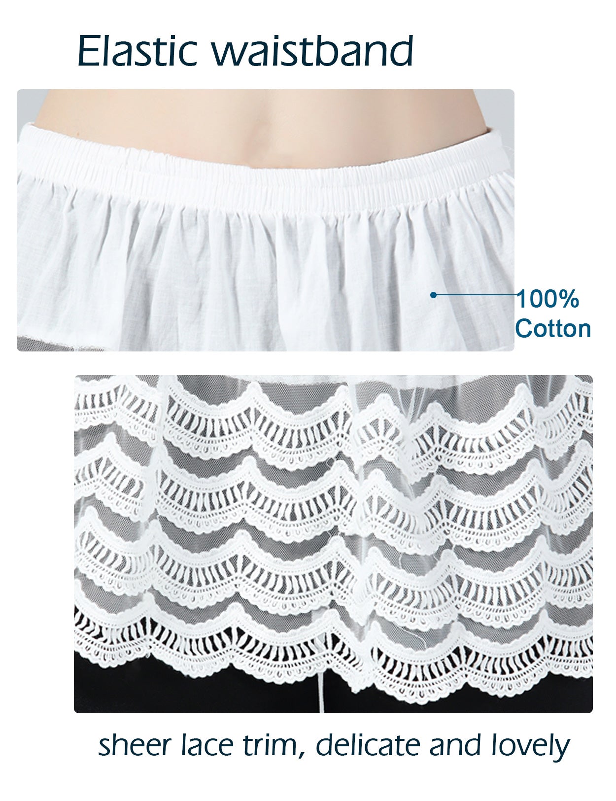 Plus Size Mini Underskirt with Floral Lace - Shirt Extender Layer