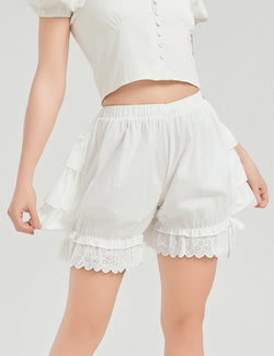 Women Cotton Costume Ruffle Bloomers Short Vintage Pettipants