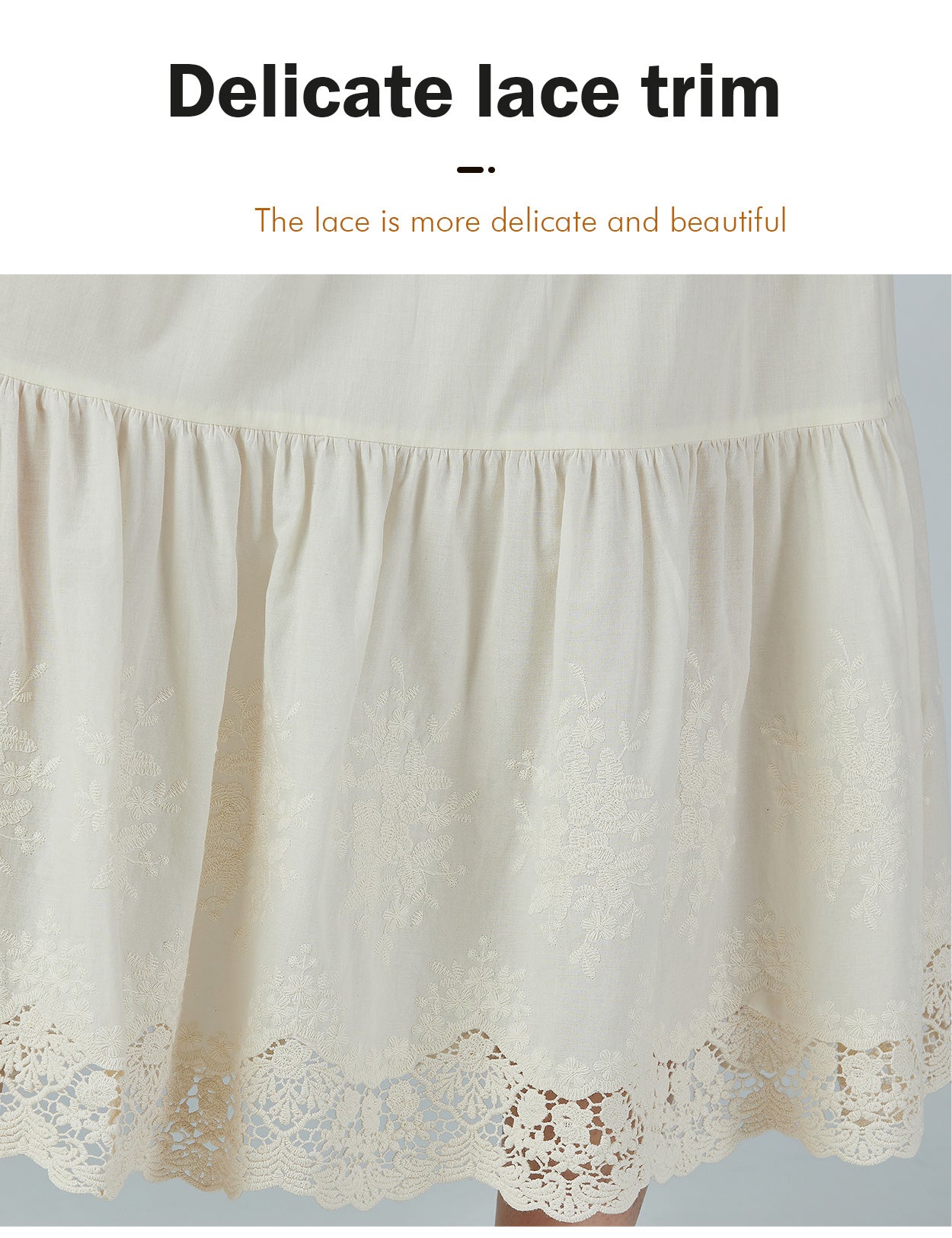 Vintage Cotton Half Slip with Alencon Lace Embroidery - Ivory/Cream