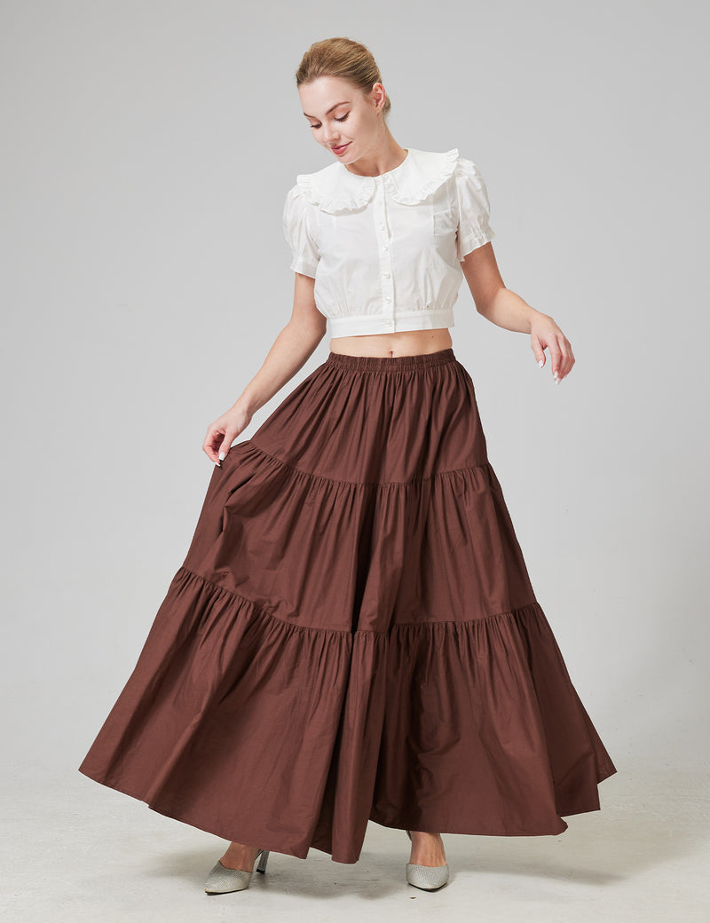 Beautelicate 100% Cotton Tiered Maxi Skirt