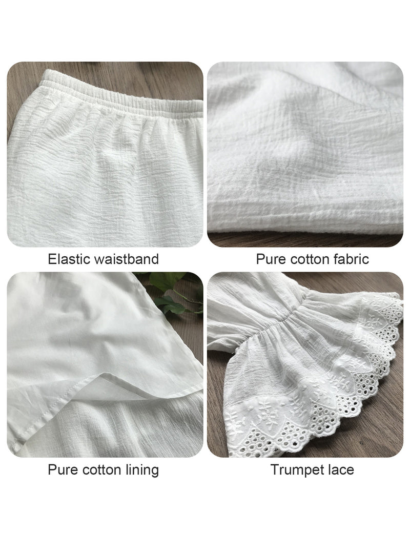 Women’s Cotton Bloomer Victorian Pantaloons Pettipants with Lace Edge